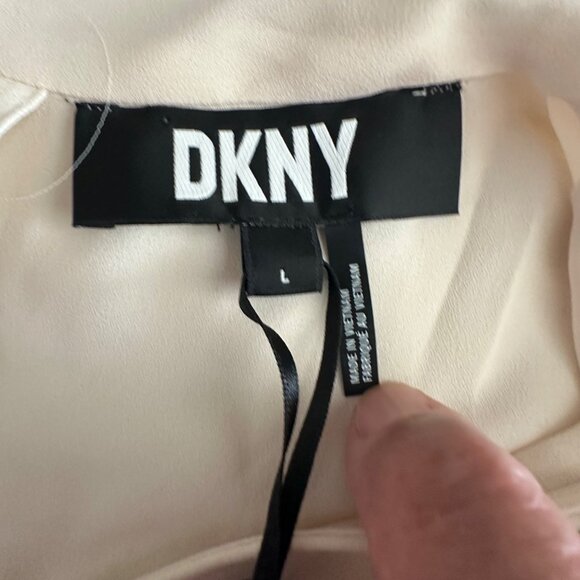 DKNY Womens Sleeveless Blouse With Scarf Tie Size L Buttermilk Polyester Blend - Picture 9 of 9
